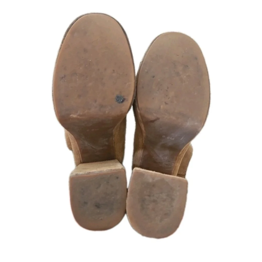 Free People X Jeffrey Campbell Womens Tan Suede Platform Peep Toe  Heels 6.5